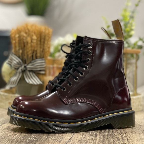 Dr. Martens Shoes - Dr. Martens Vegan 1460 Lace Up Boots Cherry Red Size 8 Women’s